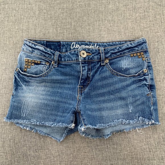 Aeropostale Cut Off Denim Shorts Bayla Skinny Style  Size 2 99% Cotton 1%Spandex - Picture 1 of 10